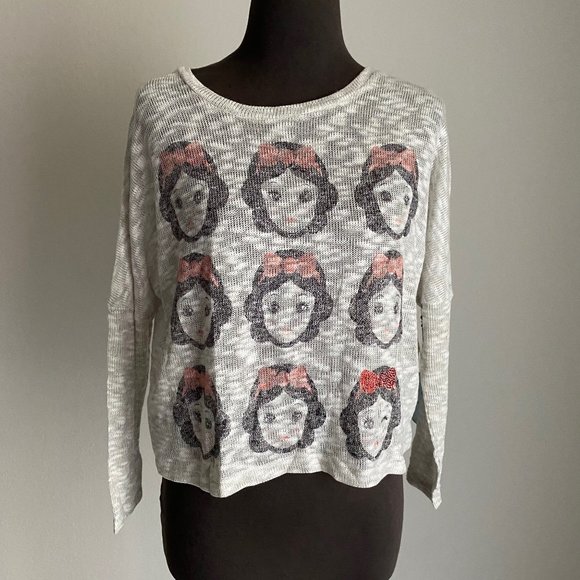 Disney Couture Sweaters - Disney Couture sz S Long sleeve snow white sheer cropped sweater
